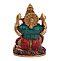 Brass Stone Work Sitting Ganesh Small Statue Idol KBH05051