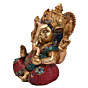 Brass Stone Work Medium Sitting Lord Ganesha Statue Idol KBH05058