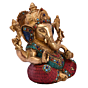 Brass Stone Work Medium Sitting Lord Ganesha Statue Idol KBH05058