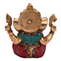 Brass Stone Work Medium Sitting Lord Ganesha Statue Idol KBH05058