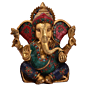 Brass Stone Work Sitting Ganesh Big Ear Medium Statue Idol KBH05059