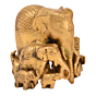 Brass Elephant Family Statue Figurine KBH05185