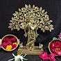 Brass Krishna with Tree Statue Idol KBH06392