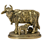 Brass Cow with Calf Statue Idol KBH06407