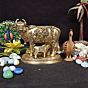 Brass Cow with Calf Statue Idol KBH06407