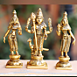 Brass Kartikeya with Wives Valli & Devasena KBH06805