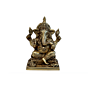 Brass Ganesha Sitting on Bajath Mid Idol KBH07296