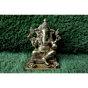 Brass Ganesha Sitting on Bajath Mid Idol KBH07296