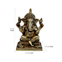 Brass Ganesha Sitting on Bajath Mid Idol KBH07296