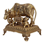 Brass Big Cow Calf Peacock Krishna Lalo Showpiece KBH07323