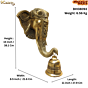 Handcrafted Brass Elephant Face Bell Hanging for Home Temple & Wall Decor 15inch  KBH08093