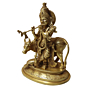 Brass cow with krishna standing statue 12 Inch KBH08785