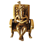 Brass Chair Ganesh Sitting 7 Inch KBH08828