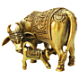 Brass Cow with Calf Statue KBH09206