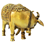 Brass Cow with Calf Statue KBH09206