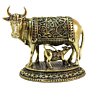 Brass Cow with Calf Statue Idol KBH09274