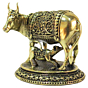 Brass Cow with Calf Statue Idol KBH09274