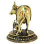 Brass Cow with Calf Statue Idol KBH09274
