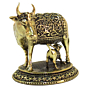 Brass Cow with Calf Statue Idol KBH09274