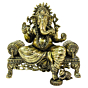 Brass Ganesha Sitting On Sofa 4 Inch KBH09275