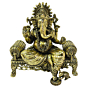 Brass Ganesha Sitting On Sofa 4 Inch KBH09275