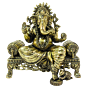 Brass Ganesha Sitting On Sofa 4 Inch KBH09275