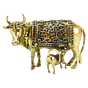 Kamdhenu Cow and Calf Brass Idol for Home Temple, Puja & Vastu Decor BH09280