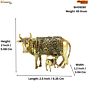 Kamdhenu Cow and Calf Brass Idol for Home Temple, Puja & Vastu Decor BH09280