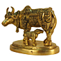 Brass Cow & Calf Statue KBH09292