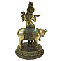 Brass Krishna with Cow Statue KBH09300