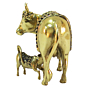 Brass Cow & Calf Figurine 1 Inch KBH09558