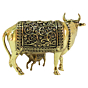 Brass Cow & Calf Figurine  2 Inch KBH09559