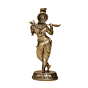 Brass Lord Krishna Idol Playing Flute BH09571