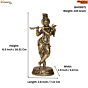 Brass Lord Krishna Idol Playing Flute BH09571