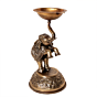 Decorative Brass Oil Lamp with Elephant Design for Pooja BH09581