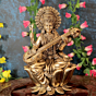 Brass Saraswati Idol  Maa Saraswati Murti for Home Temple, Study Table & Pooja Room Decor KBH10997