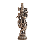 Brass Lord Krishna Idol Playing Flute for Home Temple | Krishna Brass Murti for Puja, Spiritual Decor & Gift BH11207