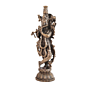 Brass Lord Krishna Idol Playing Flute for Home Temple | Krishna Brass Murti for Puja, Spiritual Decor & Gift BH11207