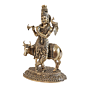 Brass Krishna with Cow KBH11214