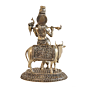 Brass Krishna with Cow KBH11214