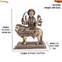 Brass Durga Sitting on Lion Idol Maa Durga Brass Murti for Home Temple, Puja Room, Office & Vastu Decor BH11286