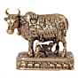 Brass Cow with Calf Statue for Home Temple & Vastu BH11347
