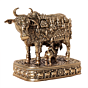 Brass Cow with Calf Statue for Home Temple & Vastu BH11347