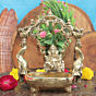 Brass Ganesha on Jula Swing with Urli  KBH11544