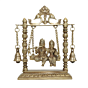 Brass Radha Krishna on a Swing with Hanging Bells KBH11708