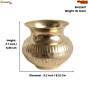 Brass Pot Small Decorative Brass Kalash Pot for Home Temple & Pooja Decor BH11837