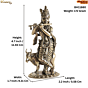 Brass Krishna Idol | Lord Krishna Brass Murti for Home Temple & Pooja Decor, BH11880