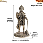 Brass Hanuman Murti for Home Temple, Pooja, Vastu & Spiritual Decor BH11921