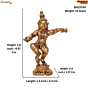 Brass Krishna Idol Small Mini Lord Krishna Murti with Flute for Pooja KBH12030