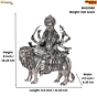 Decorative Silver Ambe Maa Statue for Pooja Room & Spiritual Decor BH12080